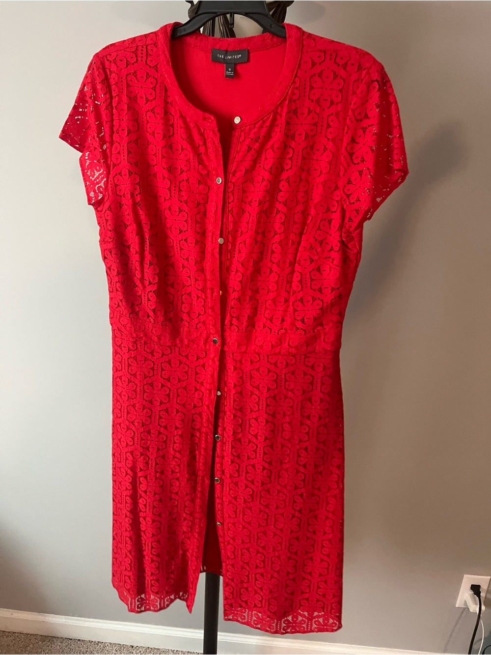 Talbots Red Lace Button-Front Sheath Dress